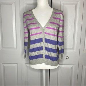 🔥SOLD🔥 Gap Striped Button Down Cardigan Gray Medium